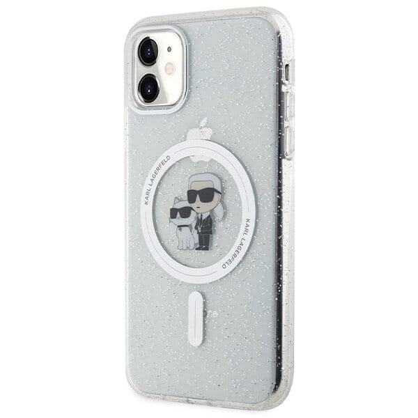 Karl Lagerfeld KLHMN61HGKCNOT deksel til iPhone 11 / Xr - gjennomsiktig hardt deksel Karl&Choupette Glitter MagSafe