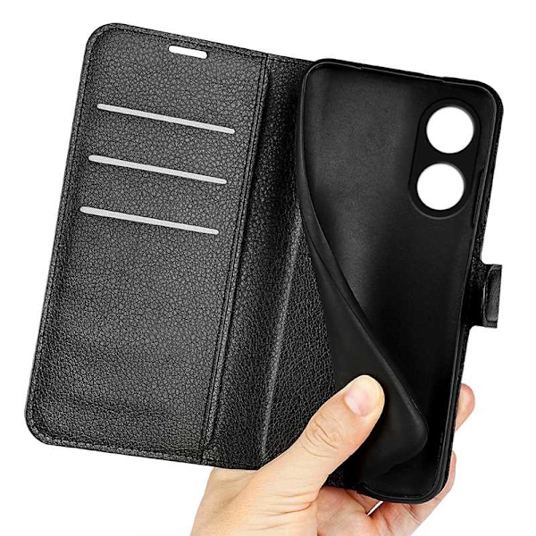 Litchi-Fodral För Oppo Reno 8T Black Protective
