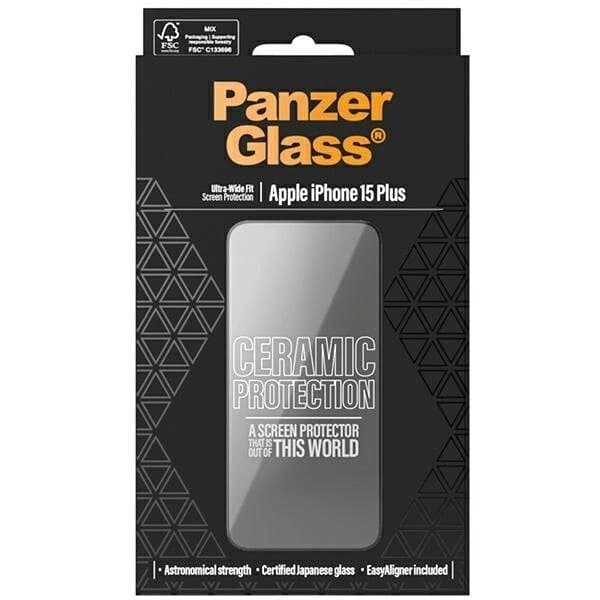 PANZERGLASS CERAMIC PROTECTION KERAMISK GLAS TIL IPHONE 15 PLUS MED POSITIONER