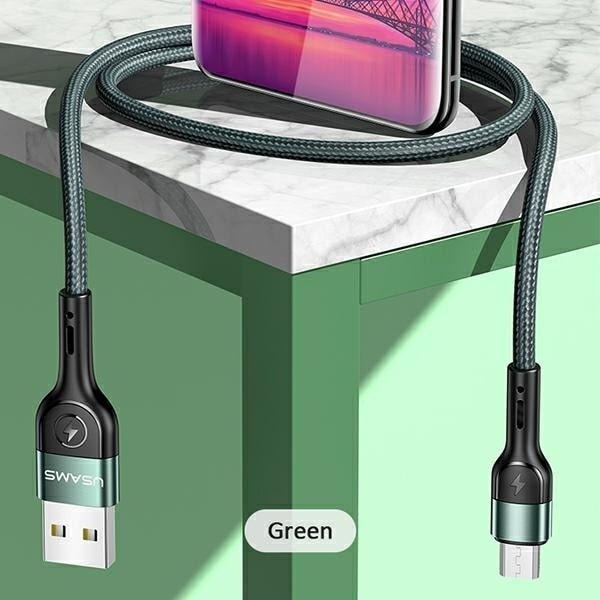 USAMS Flätad kabel U55 2A micro USB 1 st. för set U55 grön/grön 1m SJ450USBSG02 (US-SJ450)