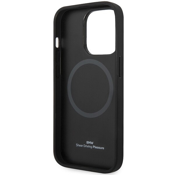 BMW BMHMP14X22RFGR beskyttelsesdeksel iPhone 14 Pro Max burgunder/burgunder skinn diamantmønster MagSafe