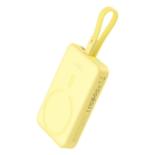 Baseus Magnetic Mini MagSafe 10000mAh 20W strømforsyning med innebygd Lightning-kabel - gul + Baseus Simple Series USB-C - USB-C 60W