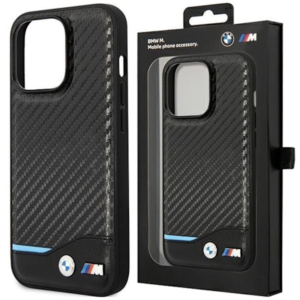 BMW Leather Carbon Case for iPhone 13 Pro Max - Svart