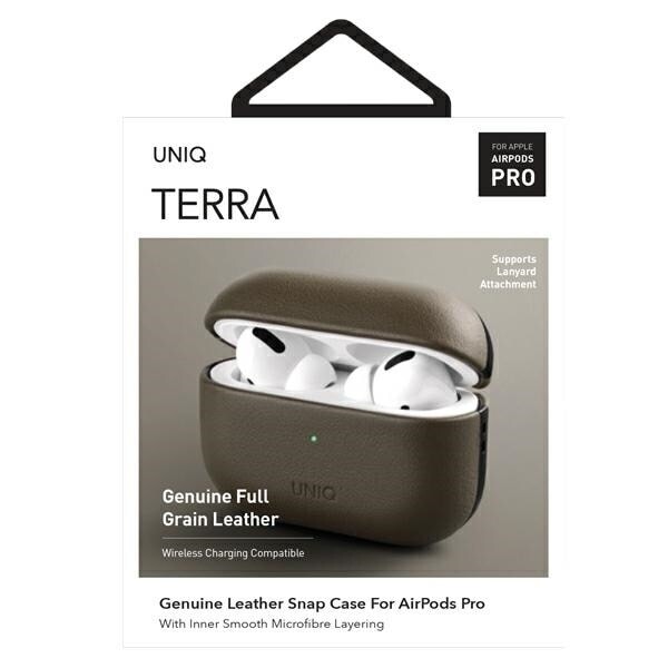 UNIQ Terra AirPods Pro ekte skinnveske oliven/oliven