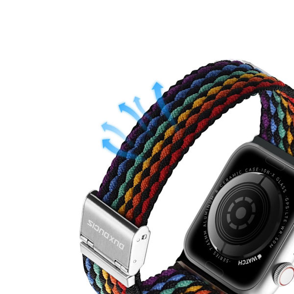 Dux Ducis-bånd (blandingsversjon) Apple Watch SE-bånd 8, 7, 6, 5, 4, 3, 2, 1 (41, 40, 38 mm) flettet bånd, mørke striper