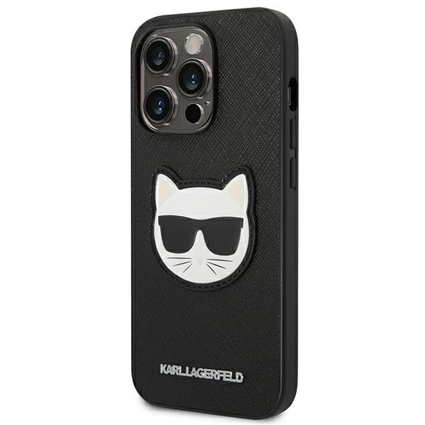 KARL LAGERFELD SAFFIANO CHOUPETTE HEAD PATCH COVER TIL IPHONE 14 PRO MAX - SORT