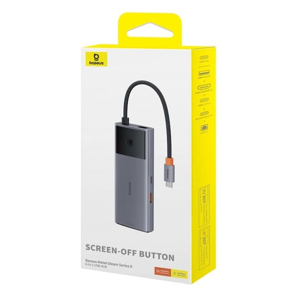 BASEUS MULTIFUNKTIONEL USB HUB 6IN1 USB-A/USB-C/USB-C PD/HDMI/RJ45 SORT