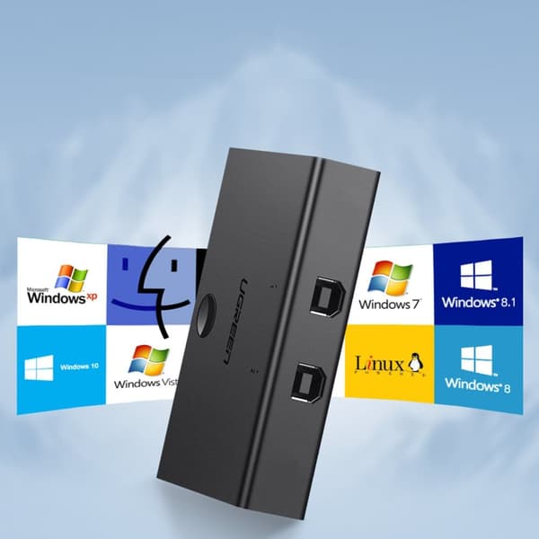 UGRØN OMSKIFTER 2XUSB-B - USB-A SORT (30345)