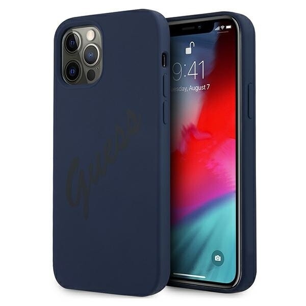 Guess GUHCP12LLSVSBL iPhone 12 Pro Max 6.7 blå/blå hard veske Script Vintage