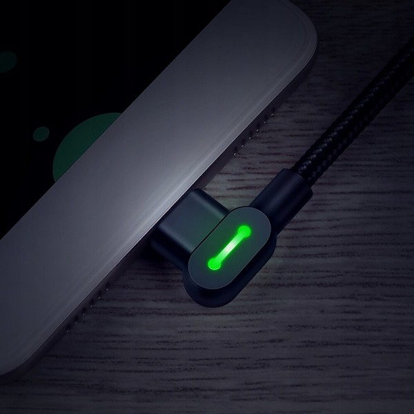 MCDODO VINKELKABEL 90° USB-C SNABBLADDNING DUBBELSIDIG USB TYPE C LED 2M