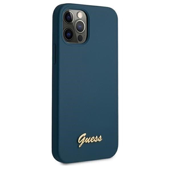 Guess GUHCP12LLSLMGBL iPhone 12 Pro Max 6.7 blå/blå hardt deksel Metal Logo Script