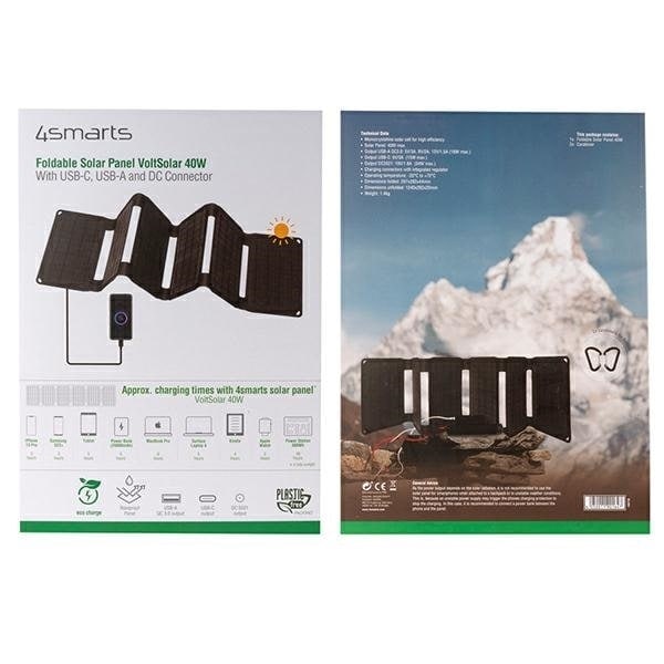 4smarts VoltSolar Solar Panel 40W USB-A / USB-C / DC Svart 458759