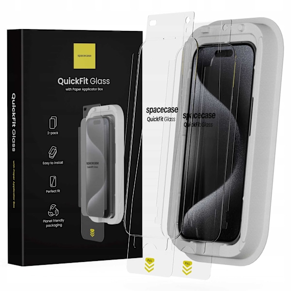 Spacecase Quickfit Härdat Glas För Iphone 15 Pro Protective 9H