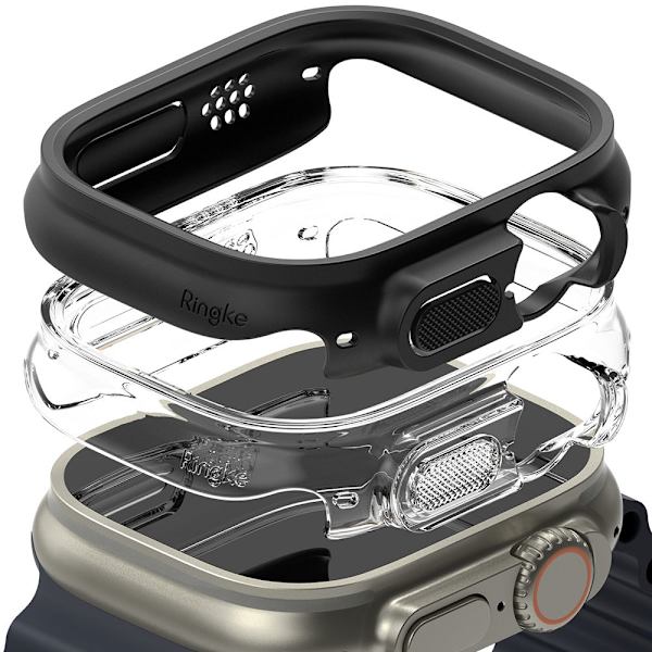 RINGKE SLIM 2-PAK APPLE WATCH ULTRA 1/2 (49 MM) KLART & MAT SORT