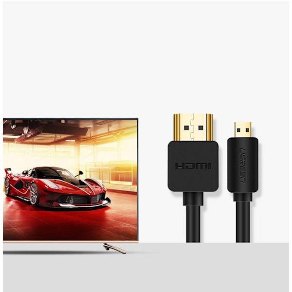 Grønn kabel HDMI - mikro HDMI 19 pins 2.0v 4K 60Hz 30AWG 1.5m svart (30102)