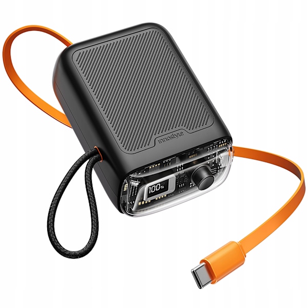 Innostyle Mini Powerbank 10000Mah 2X Usb-C Typ C 33W Expanderbar Usb-C-Kabel