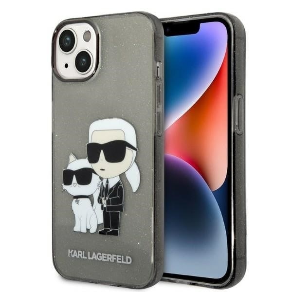 KARL LAGERFELD GLITTER KARL&CHOUPETTE ETUI TIL IPHONE 14 PLUS - SORT