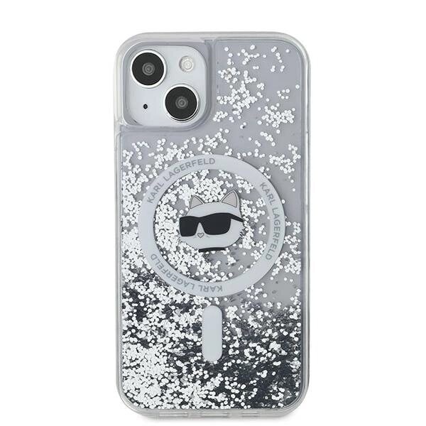 Karl Lagerfeld Liquid Glitter Choupette Head MagSafe-deksel til iPhone 15/14/13 - Gjennomsiktig