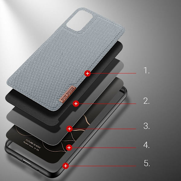 Dux Ducis Fino-deksel belagt med nylonmateriale Xiaomi Redmi Note 10 5G / POCO M3 PRO grå