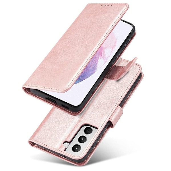 Magnetveske stilig deksel med klaff og stativfunksjon for Samsung Galaxy S22+ (S22 Plus) rosa