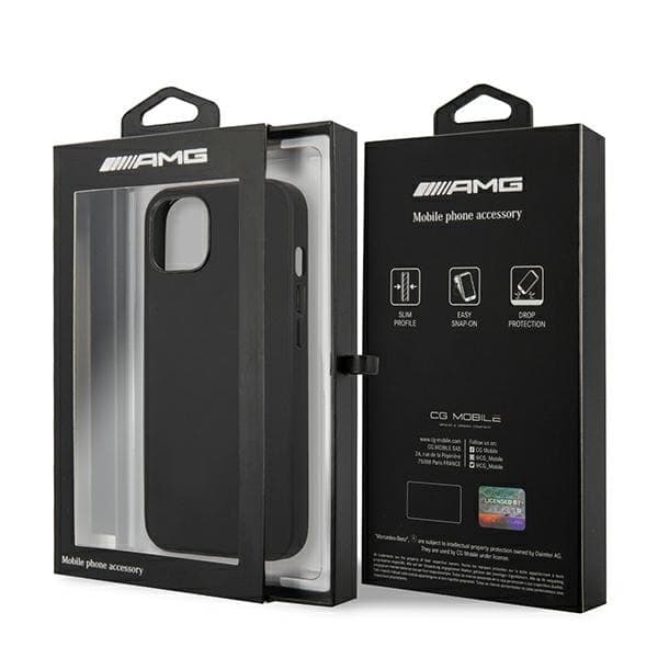 AMG LÆDER HOT STAMPED ETUI TIL IPHONE 14 - SORT
