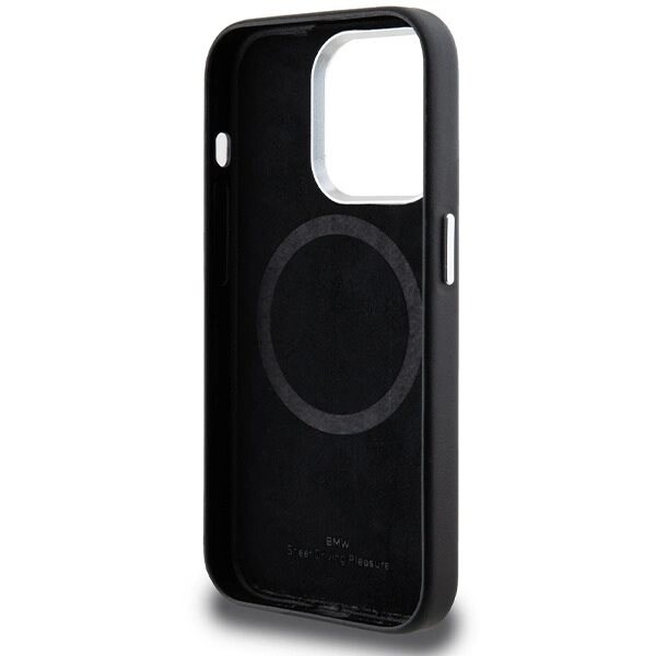 BMW Signature Wrapped Metal MagSafe beskyttelsesdeksel til iPhone 14 Pro Max - svart