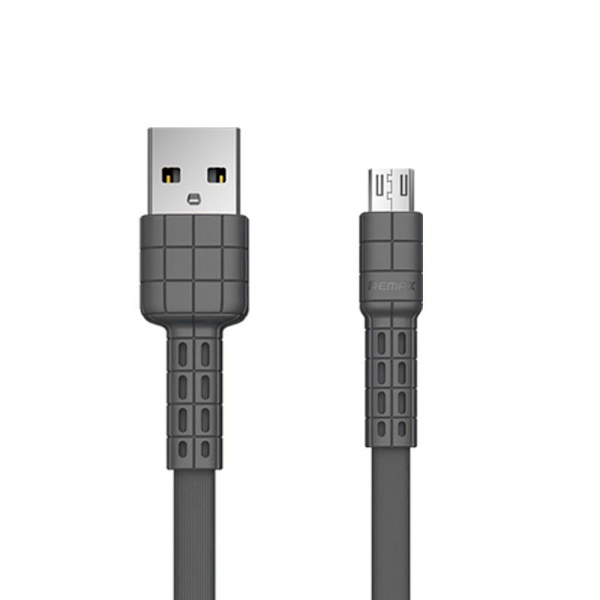 Remax Armor Series flatkabel USB / mikro USB-kabel 5V 2.4A svart (RC-116m)