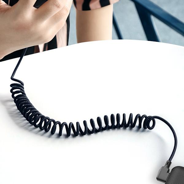 MCDODO ANGLE USB-C SPIRALFJÄDERKABEL SNABBLADDNING TYPE C LED
