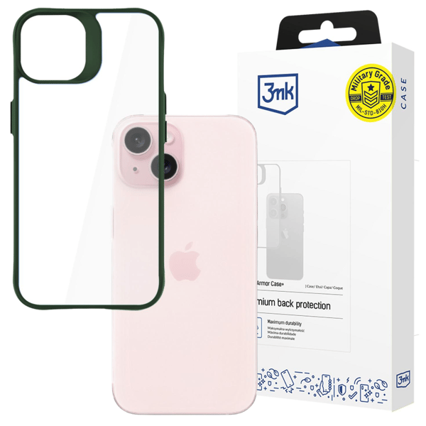 APPLE IPHONE 15 - 3MK SATIN ARMOR CASE+ GREEN