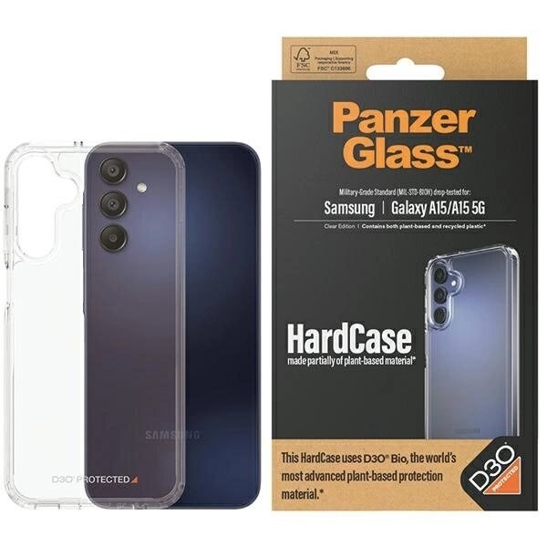 PanzerGlass HardCase med D3O® Bio og Military Grade-sertifisering for Samsung Galaxy A15 / A15 5G - Gjennomsiktig