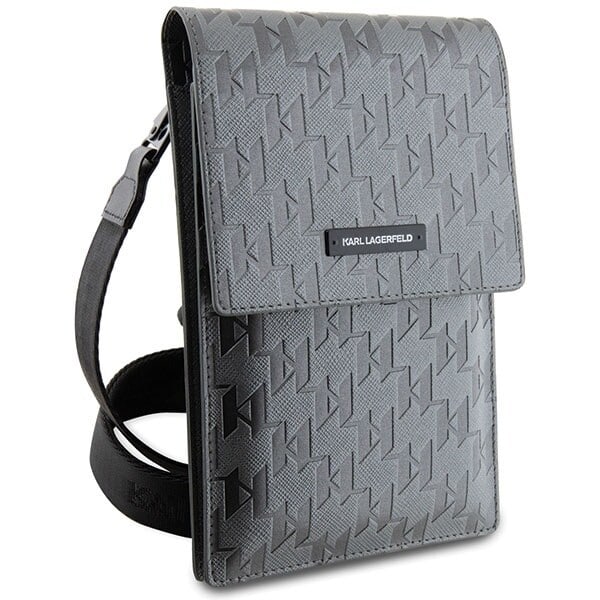 Karl Lagerfeld Saffiano Mongram Plaque KLWBSAMSMG Case Bag - Sølv