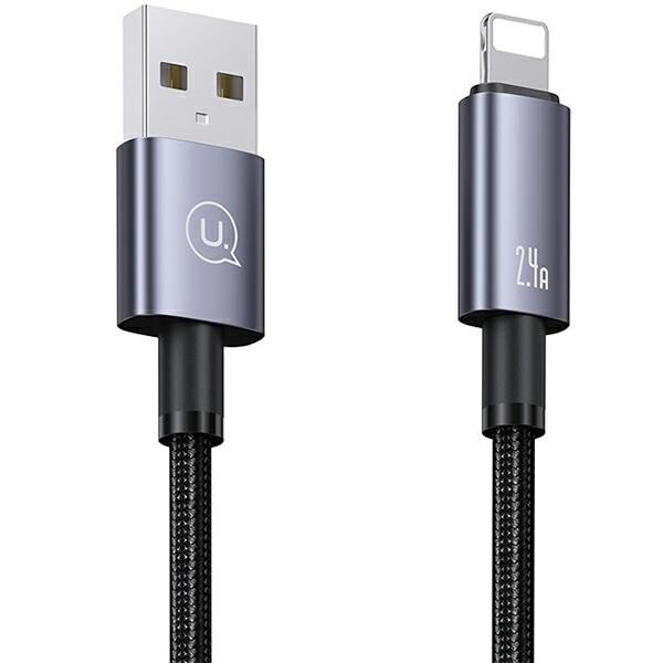 USAMS USB till Lightning-kabel 2,4A 2m Snabbladdning stål/lack SJ669USB01 (US-SJ669)
