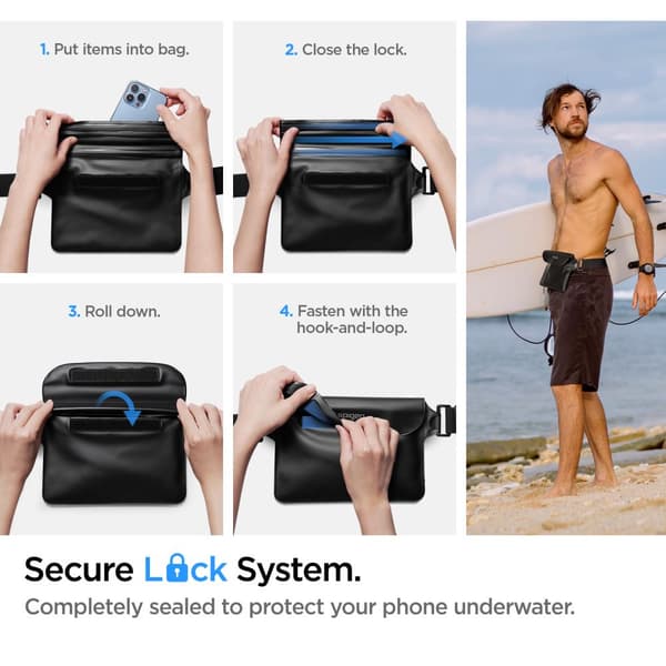 SPIGEN A621 UNIVERSAL VANDTÆT ETASKE & TALJETASKE SORT