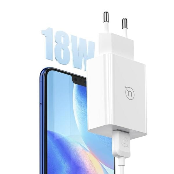 USAMS Lad. nätverk. 18W + USB-C/USB-A-kabel 1m Snabbladdning vit/vit serie SC SCXLTZ02