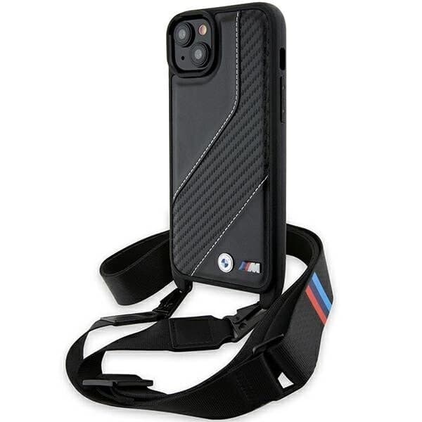 BMW M Edition Carbon Stripe & Strap-deksel til iPhone 15 Plus / 14 Plus - Svart