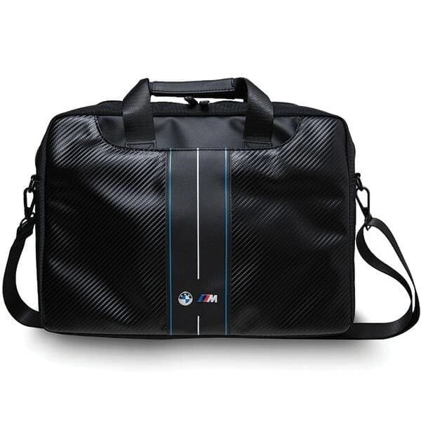 BMW CARBON & BLUE STRIPE TASKE TIL EN 16" BÆRBAR COMPUTER - SORT