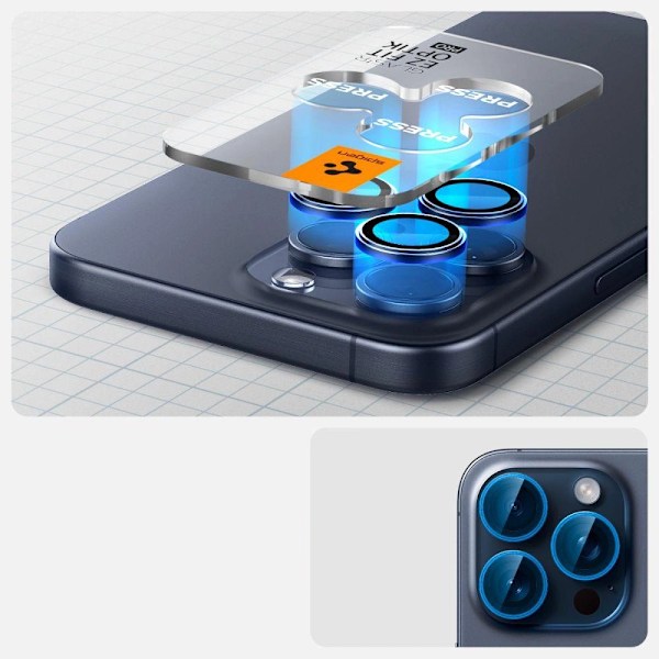 SPIGEN OPTIK.TR EZ FIT KAMERABESKYTTER TIL IPHONE 14 PRO / PRO MAX / 15 PRO / PRO MAX - TITANIUM BLÅ 2 STK.