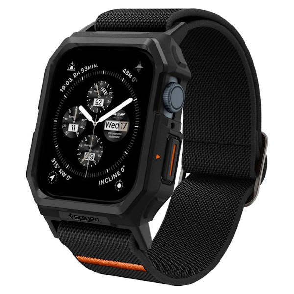 Spigen Lite Fit Pro-deksel med stropp for Apple Watch 4/5/6/7/8/9/SE (44/45 mm) - Matt svart