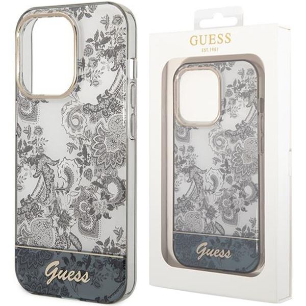 Guess GUHCP14LHGPLHG iPhone 14 Pro 6.1 grå/grå hardt etui porselenssamling