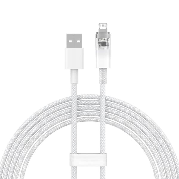 Baseus Explorer-serien USB-kabel - Lightning 2.4A 2 m hvit (CATS010102)