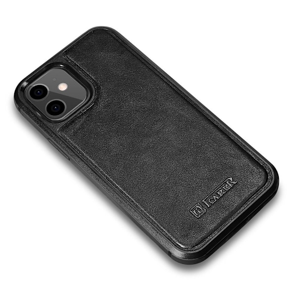 ICARER CASE CASE LÆDERCOVER TIL IPHONE 12 MINI SORT