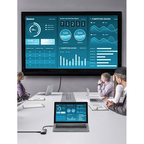 BASEUS 5IN1 MULTIFUNKTIONEL USBC HUB - USBC 100W/HDMI 4K 30HZ/3XUSB 3.2 GRÅ