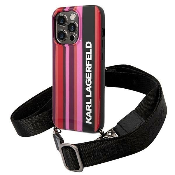 KARL LAGERFELD COLOUR STRIPES STRAP COVER TIL IPHONE 14 PRO MAX - PINK