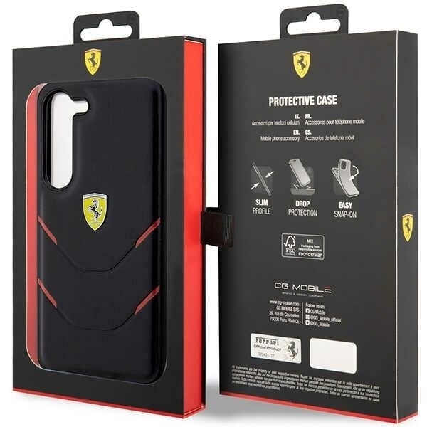 FERRARI HOT STAMP LINES ETUI TIL SAMSUNG GALAXY S23 - SORT