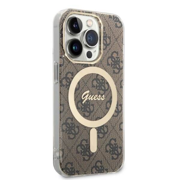 Sett Guess GUBPP14XH4EACSW Deksel+ Lader iPhone 14 Pro Max 6.7 brun/brunt hardt deksel 4G Print MagSafe
