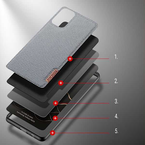 Dux Ducis Fino-deksel dekket med nylonmateriale for Samsung Galaxy A03s grå
