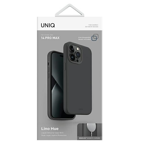 Uniq Lino Hue beskyttelsesdeksel til iPhone 14 Pro Max Magclick Ladelader - grå