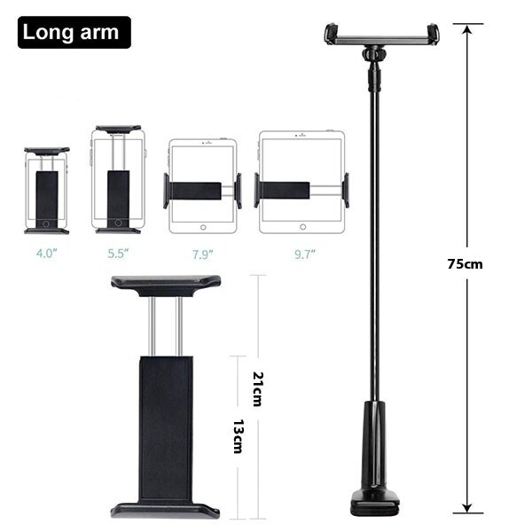 AWEI X3 skrivbordshållare 4"-10,5" svart/svart lång arm