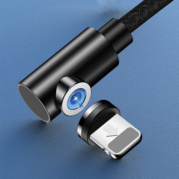 USAMS Lightning-kabel 1m vinklad magnetisk röd/röd SJ444USB02 (US-SJ444)