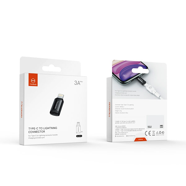 Mcdodo telefonadapter, USB-C adapter för iPhone, svart